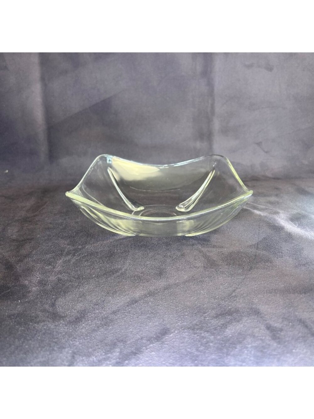 Vintage Anchor Hocking Swedish Modern Cut Oval Candy Nut Bowl Mid Century Modern
